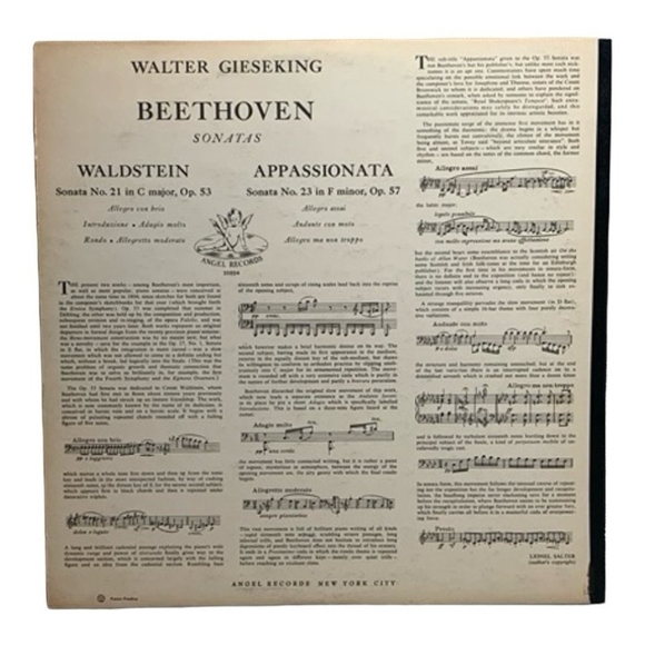 LP Walter Gieseking  - "Waldstein" And "Appassionata" Sonatas Vinyl Record - Picture 2 of 2